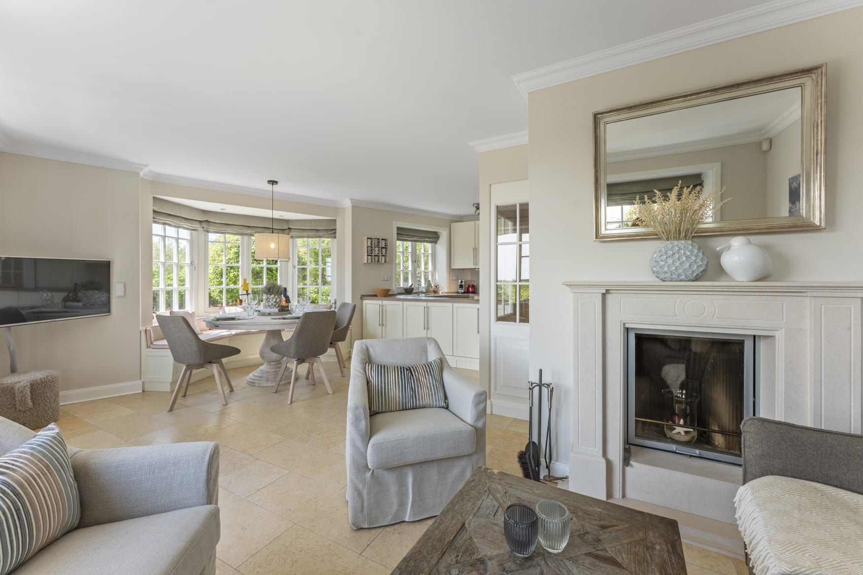 Wohnzimmer in Ferienhaus auf Sylt
