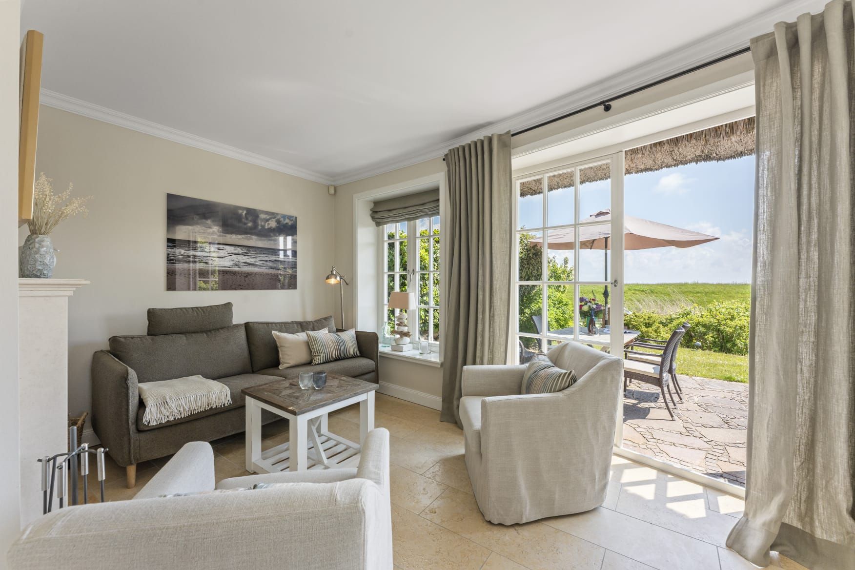 Wohnzimmer in Ferienhaus auf Sylt